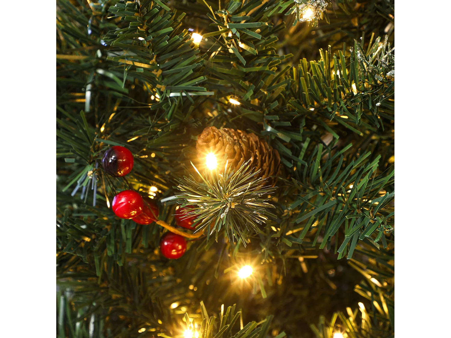 Albero di natale illuminato con 300 luci led e 656 rami Ø75x210 cm