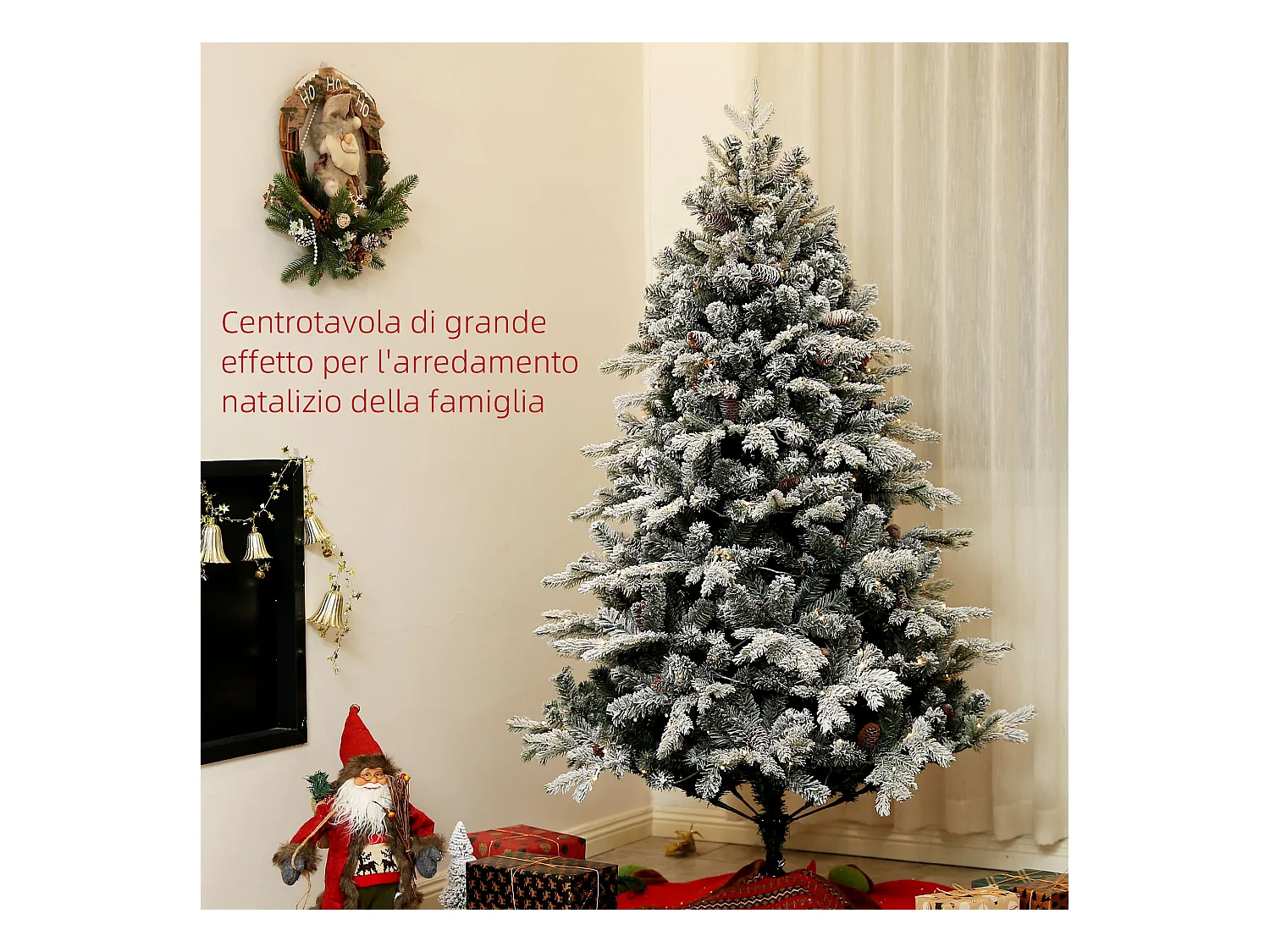 Albero di natale artificiale 180cm con luci e 793 rami innevati