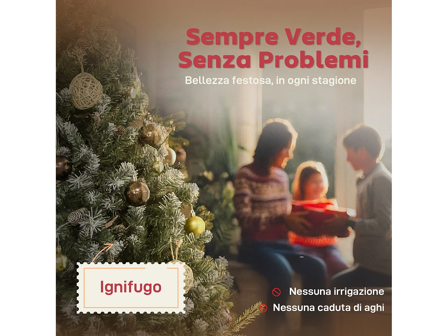 Albero di natale innevato alto 180 cm con pigne e 910 rami