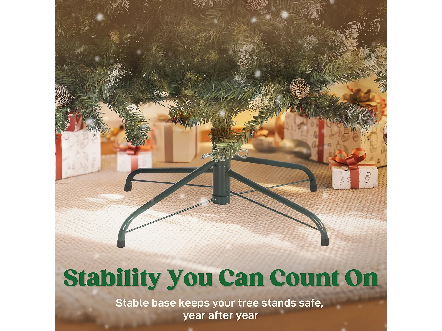 Albero di natale innevato alto 180 cm con pigne e 910 rami