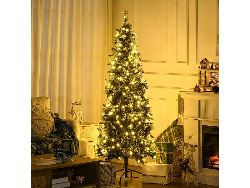 Albero di natale 180 cm innevato con 240 luci led e 618 rami