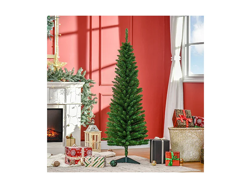 Albero di natale artificiale con rami e base rimovibile in pvc verde