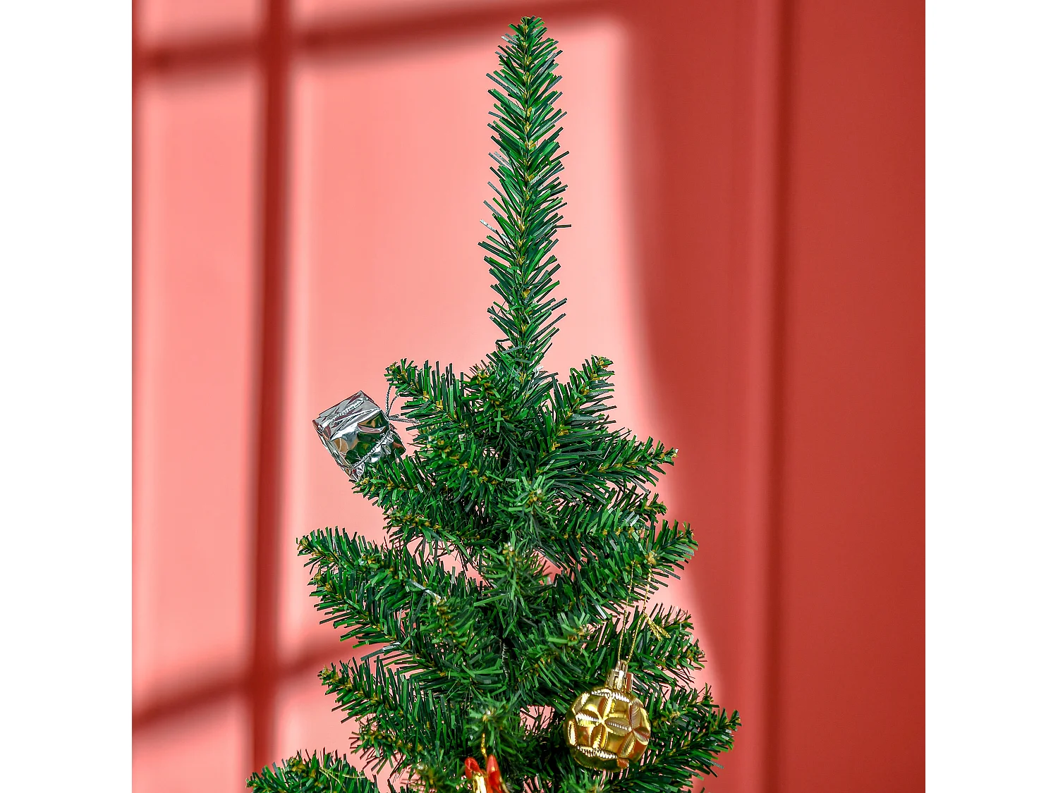 Albero di natale artificiale con rami e base rimovibile in pvc verde