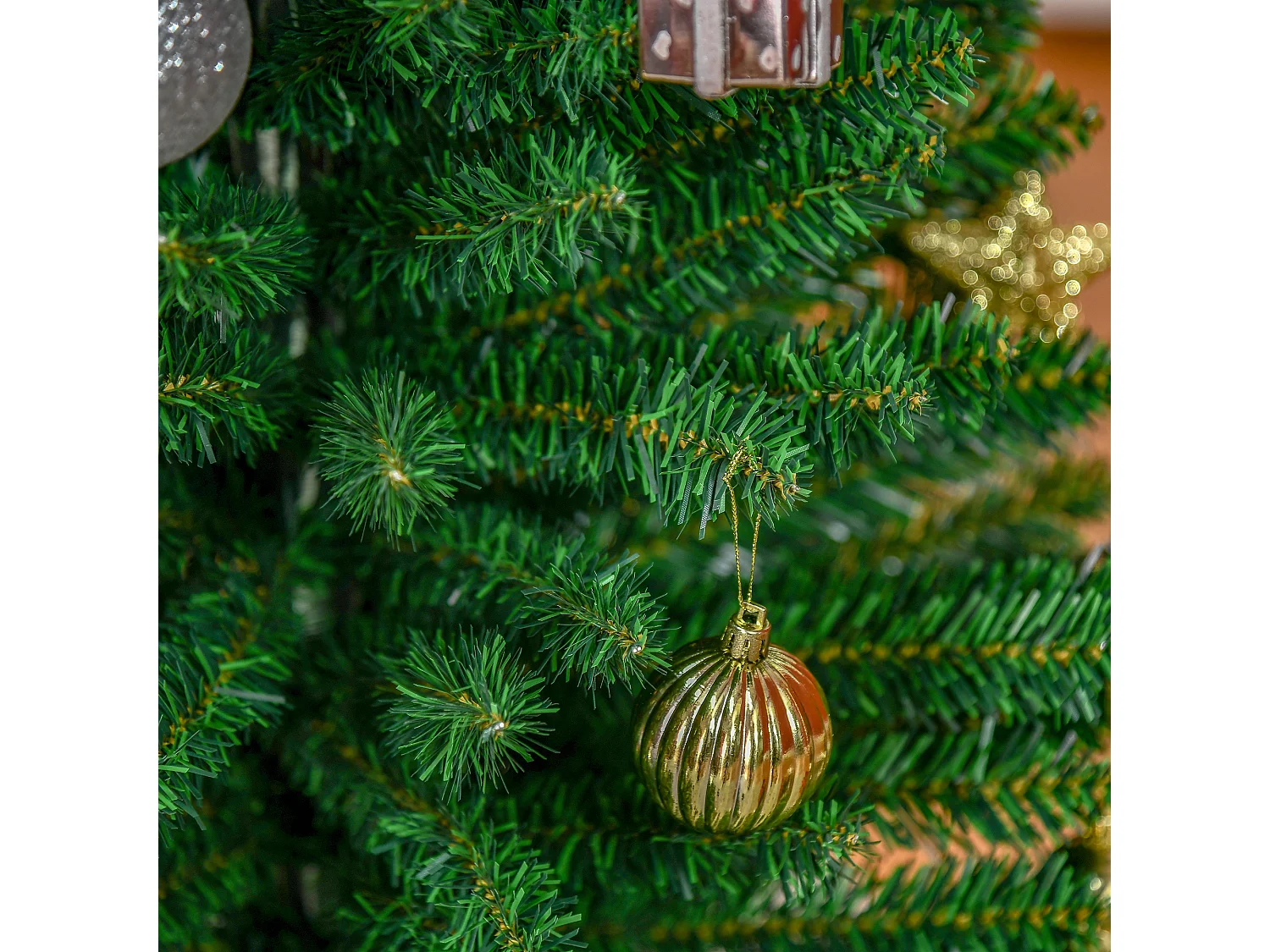 Albero di natale artificiale con rami e base rimovibile in pvc verde