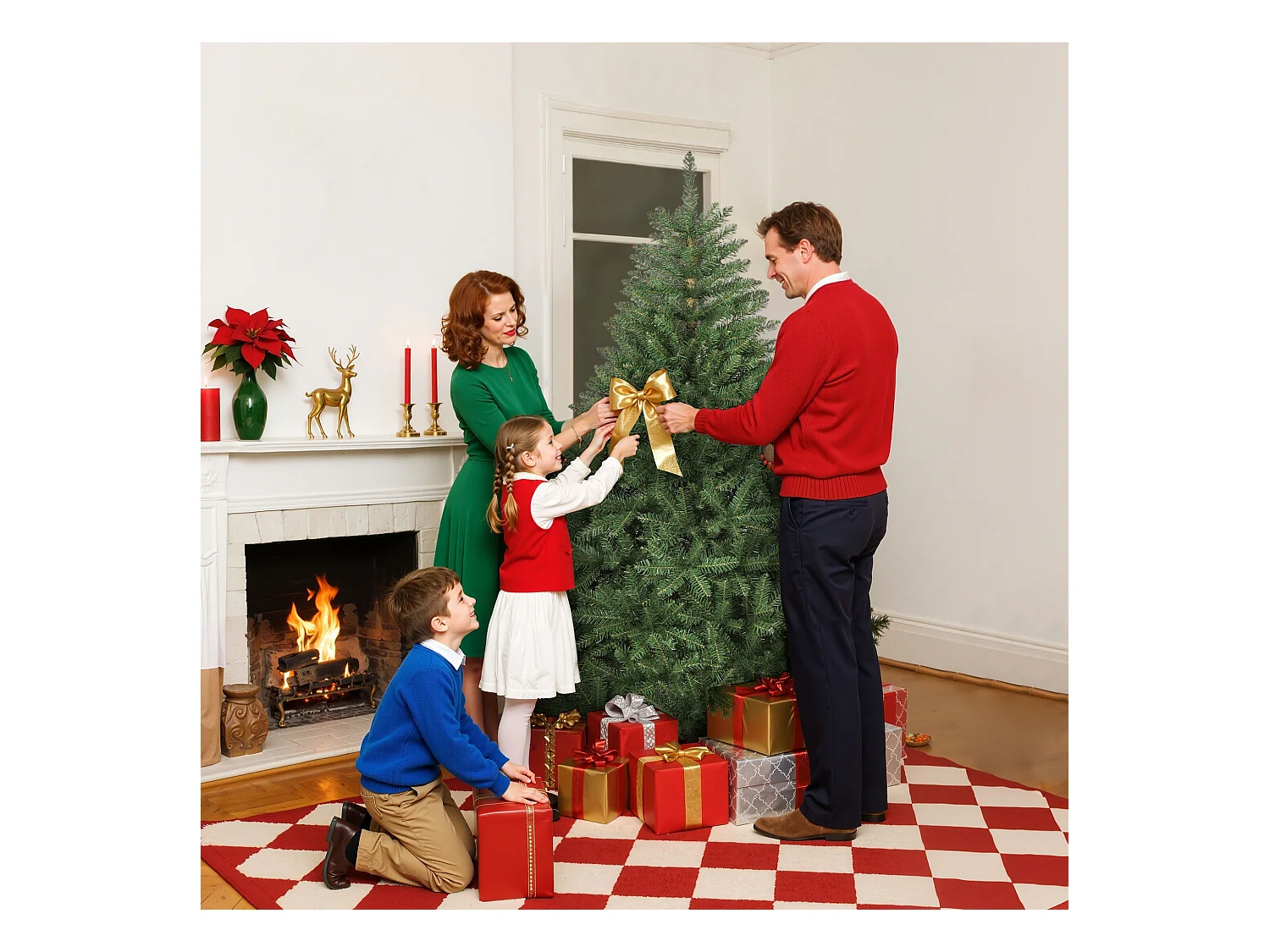 Albero di natale artificiale da 180 cm con base pieghevole verde