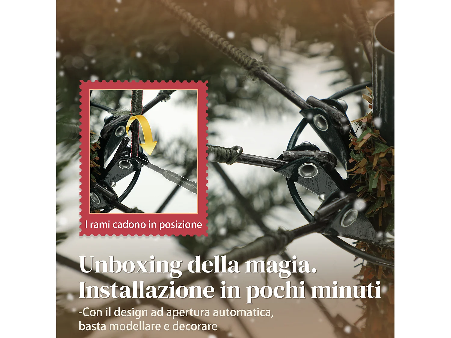 Albero di natale artificiale da 180 cm con base pieghevole verde