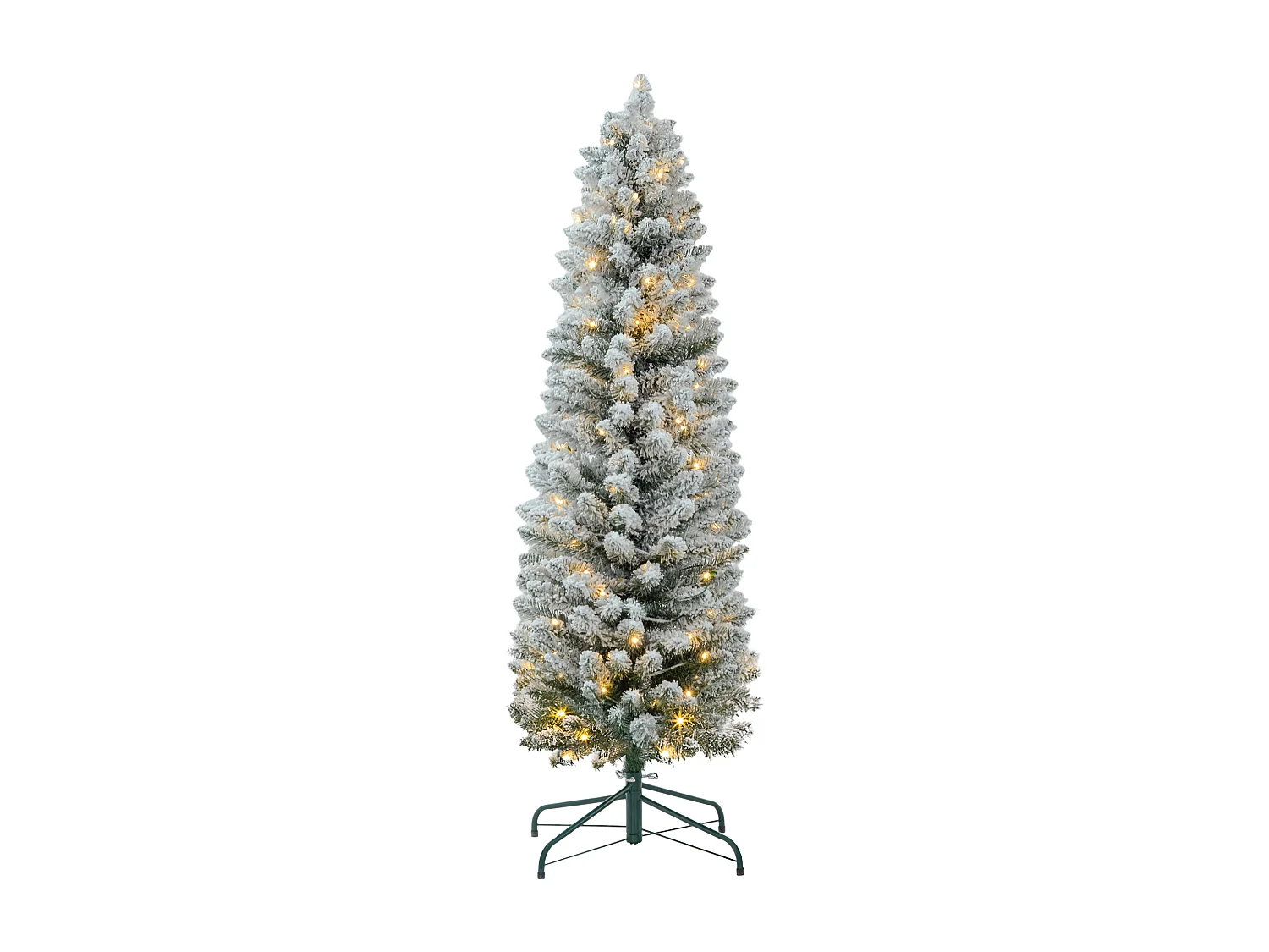 Albero di Natale innevato alto e stretto con luci led Ø45x150 cm