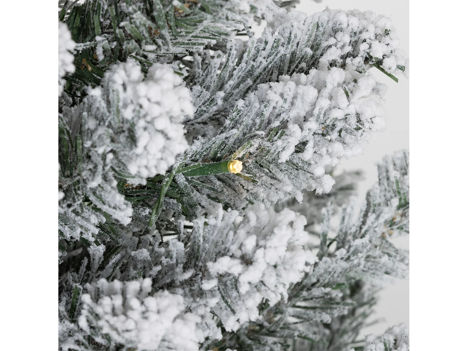 Albero di Natale innevato alto e stretto con luci led Ø45x150 cm