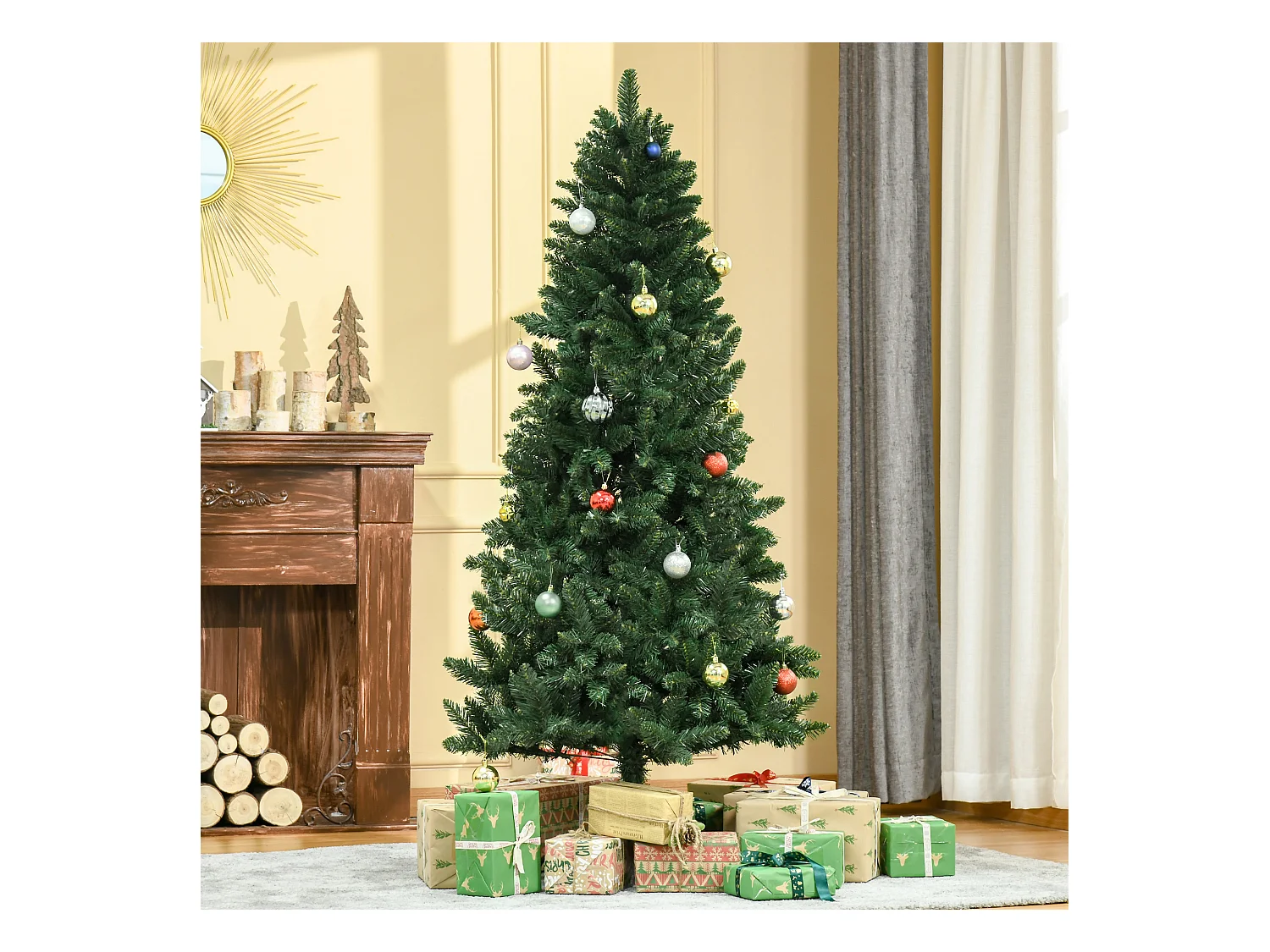 Albero di natale artificiale in pvc con base 724 rami φ90x180cm
