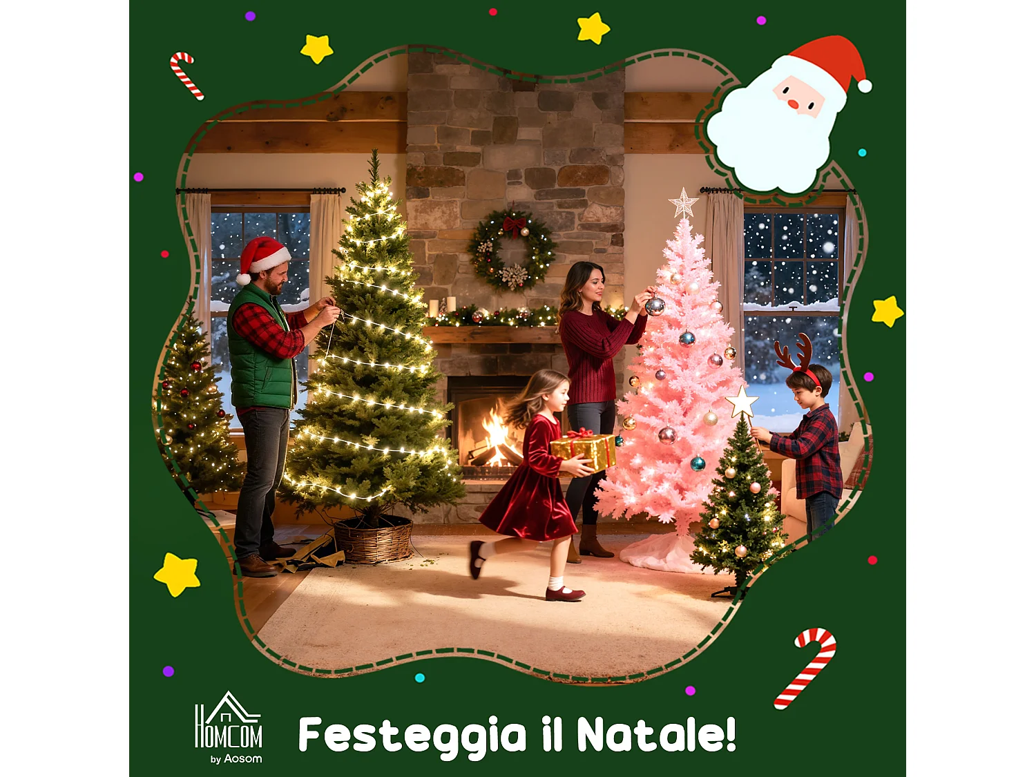Albero di Natale Innevato 225cm con 988 Rami e Base in Acciaio