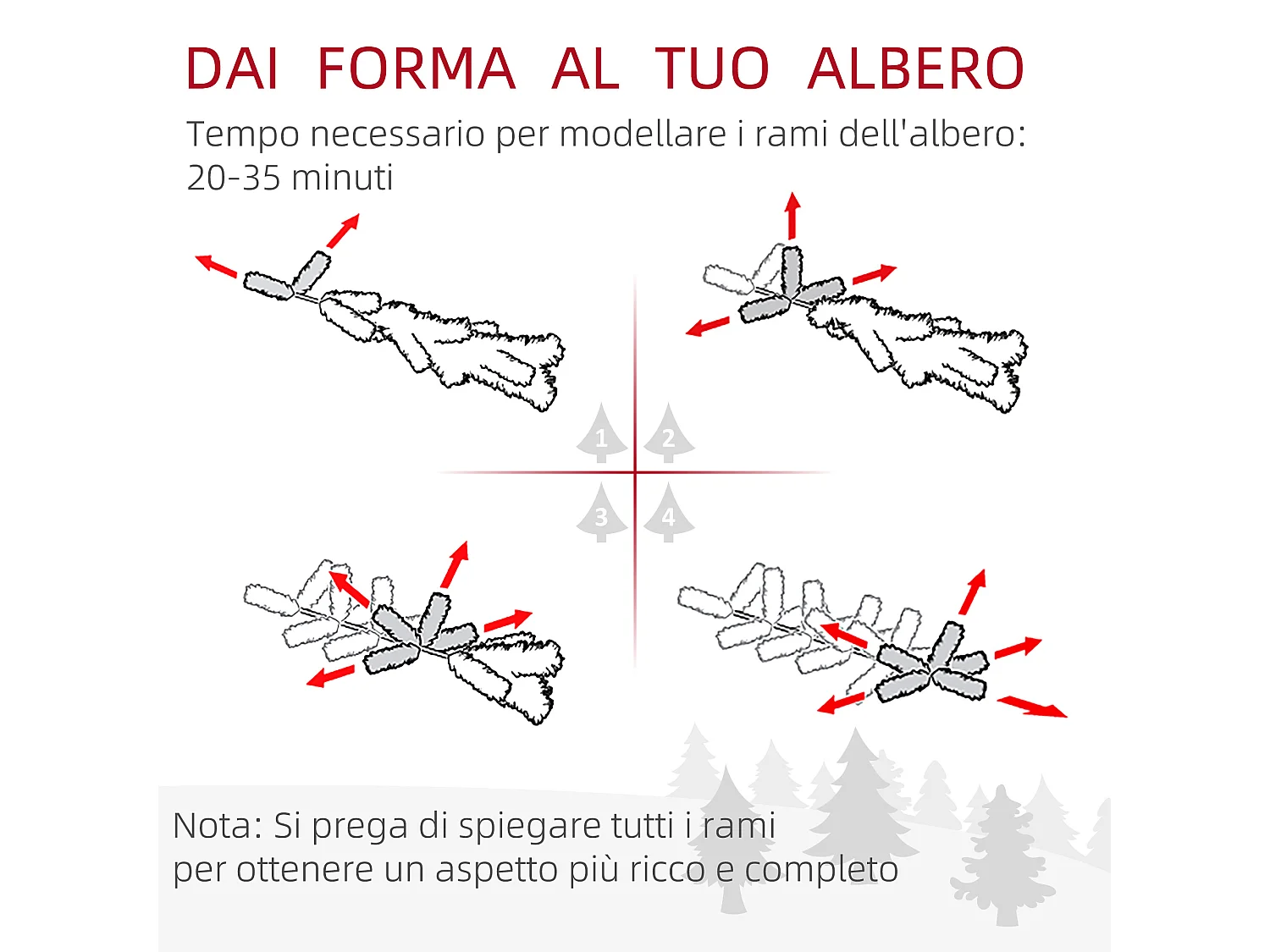 Albero di natale innevato con 492 rami e base in acciaio Ø60x180 cm