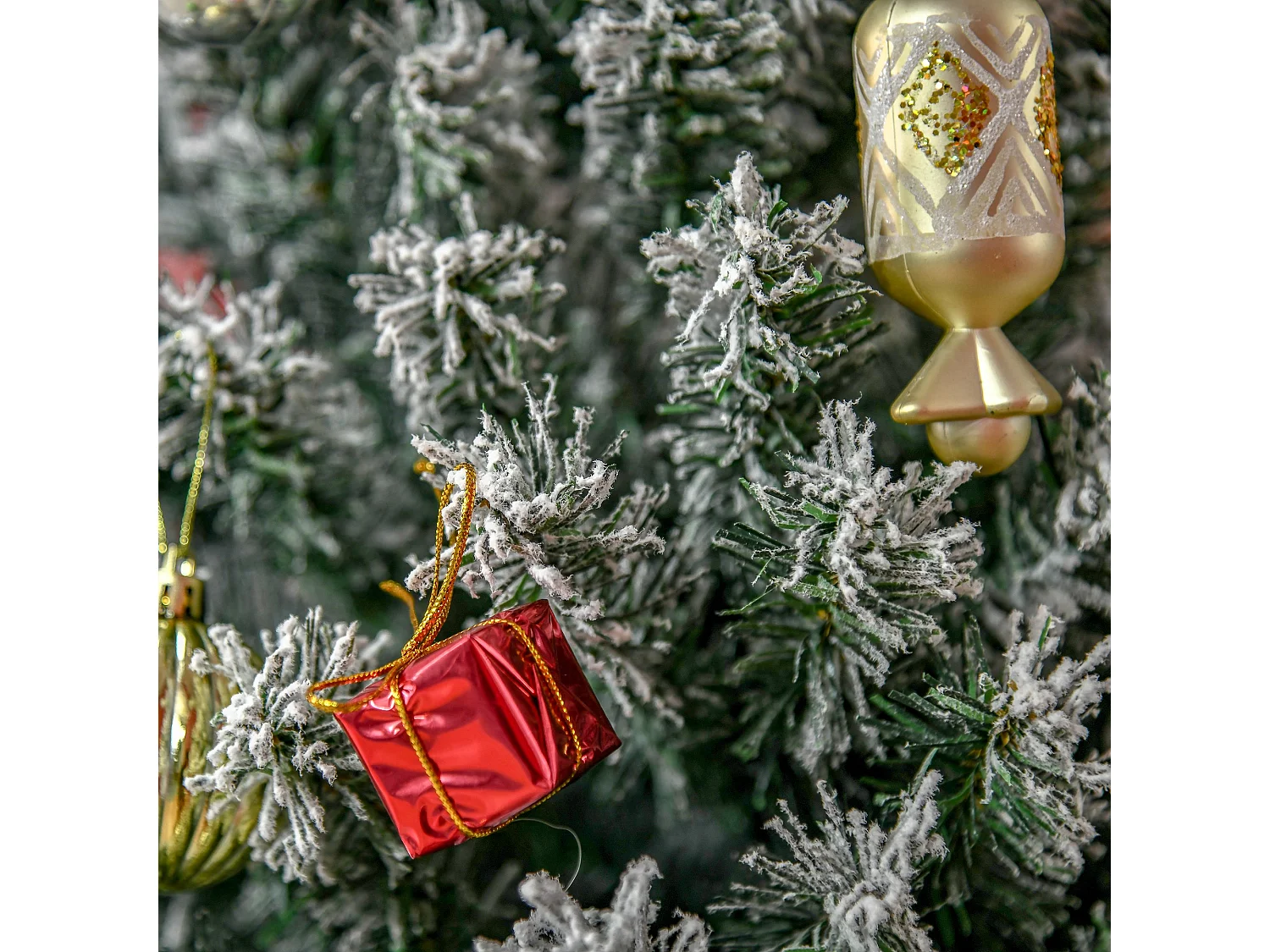 Albero di natale innevato con 492 rami e base in acciaio Ø60x180 cm