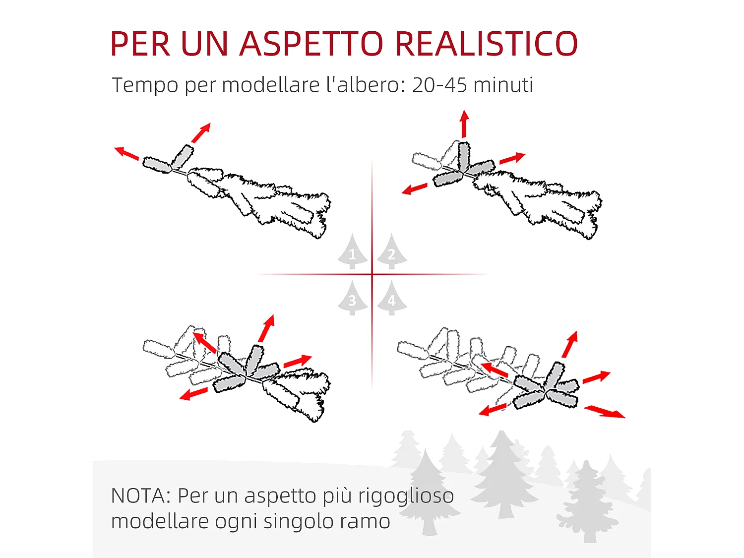 Albero di natale innevato alto 150cm con pigne e base in acciaio