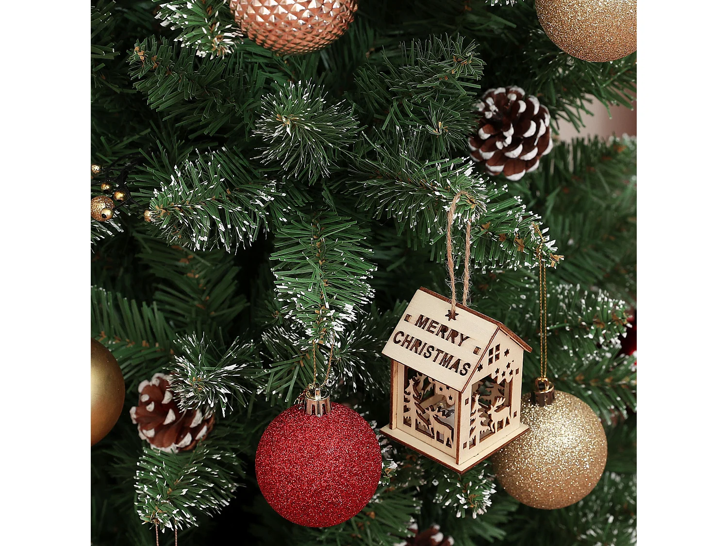 Albero di natale innevato alto 150cm con pigne e base in acciaio