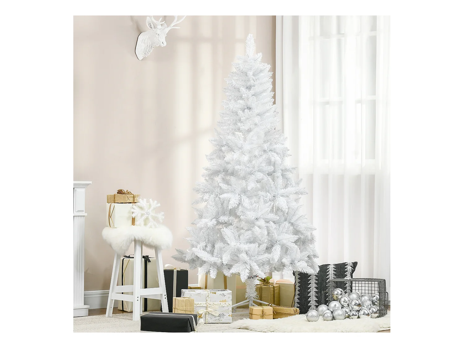 Albero di natale bianco con 550 rami in pvc ø102 x 180cm
