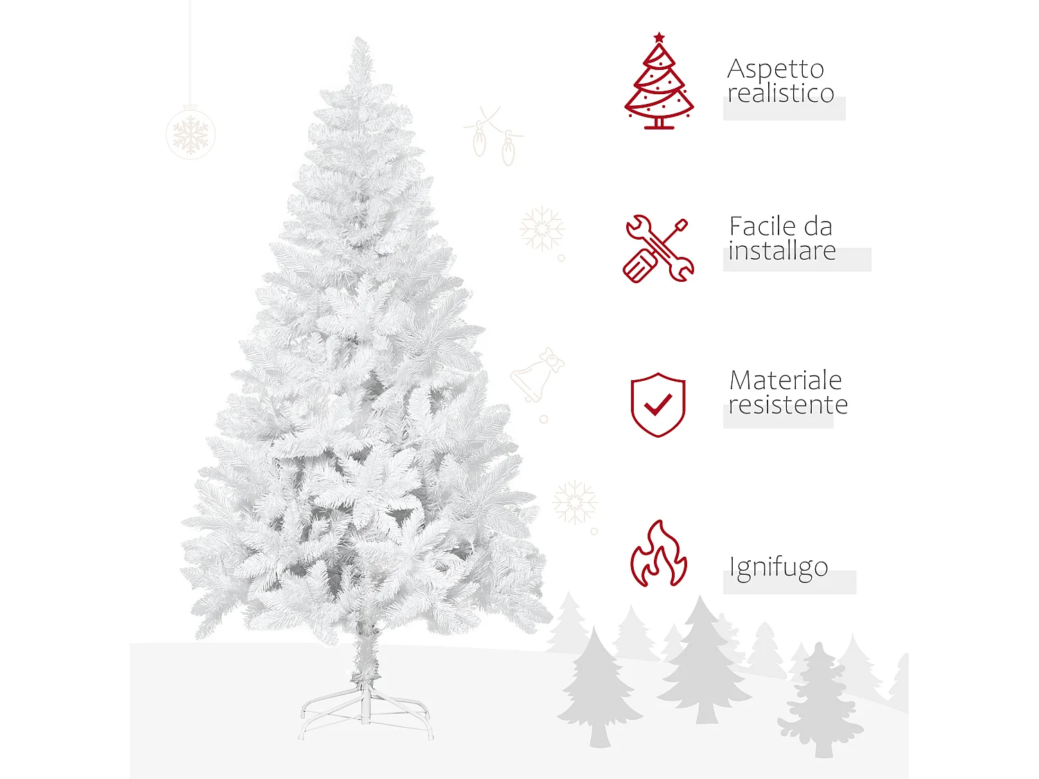 Albero di natale bianco con 550 rami in pvc ø102 x 180cm