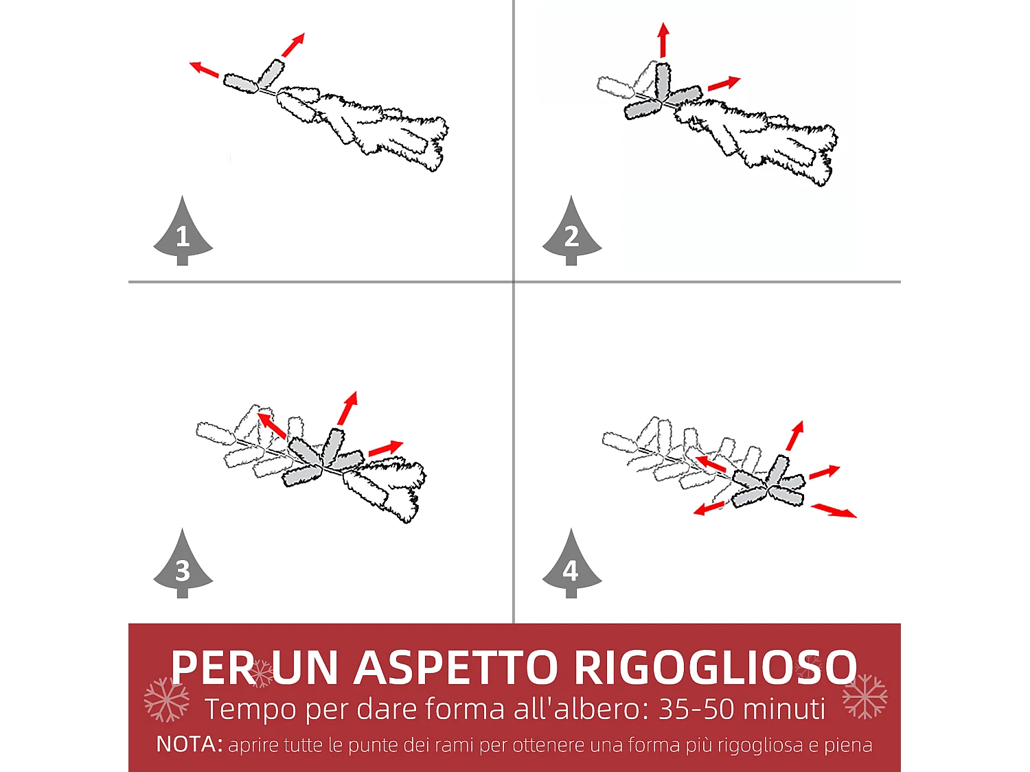 Albero di natale bianco con 550 rami in pvc ø102 x 180cm