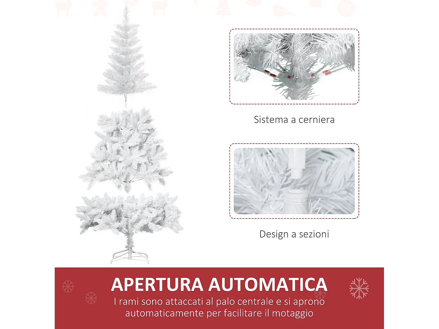 Albero di natale bianco con 550 rami in pvc ø102 x 180cm