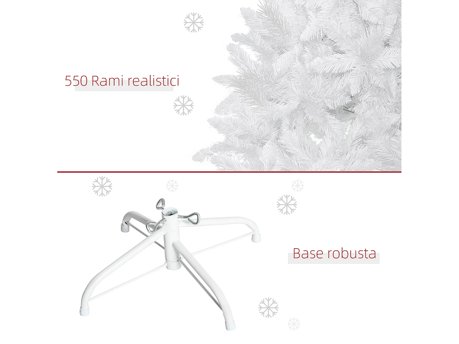 Albero di natale bianco con 550 rami in pvc ø102 x 180cm