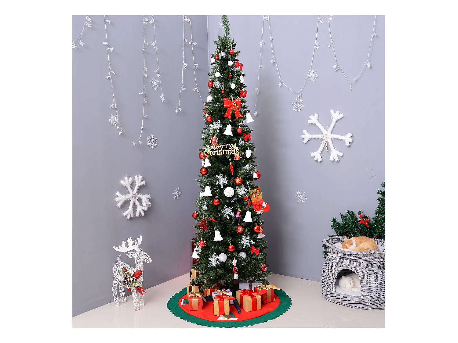 Albero di natale 210 cm in pvc con 499 rami e base verde