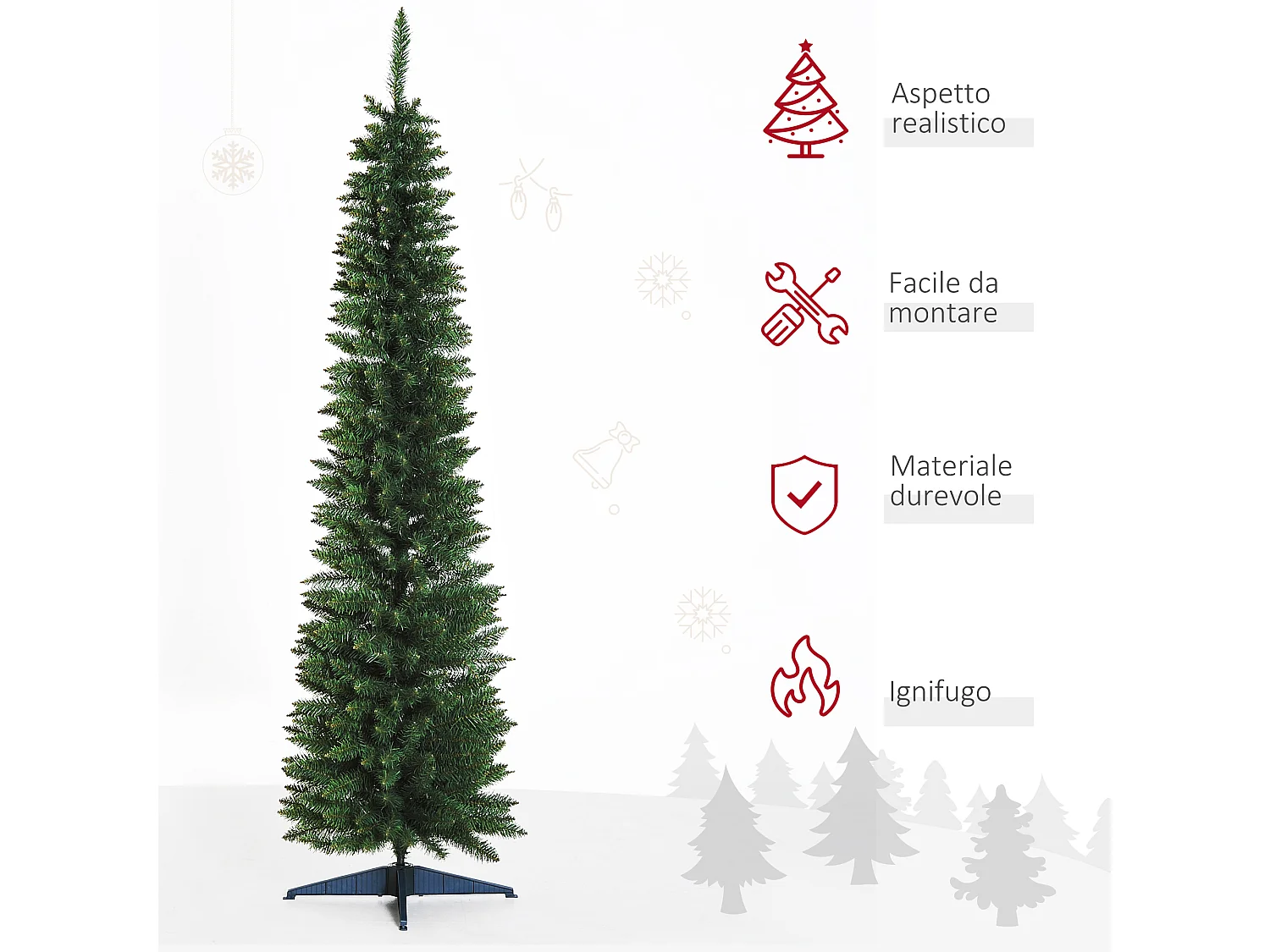 Albero di natale 210 cm in pvc con 499 rami e base verde