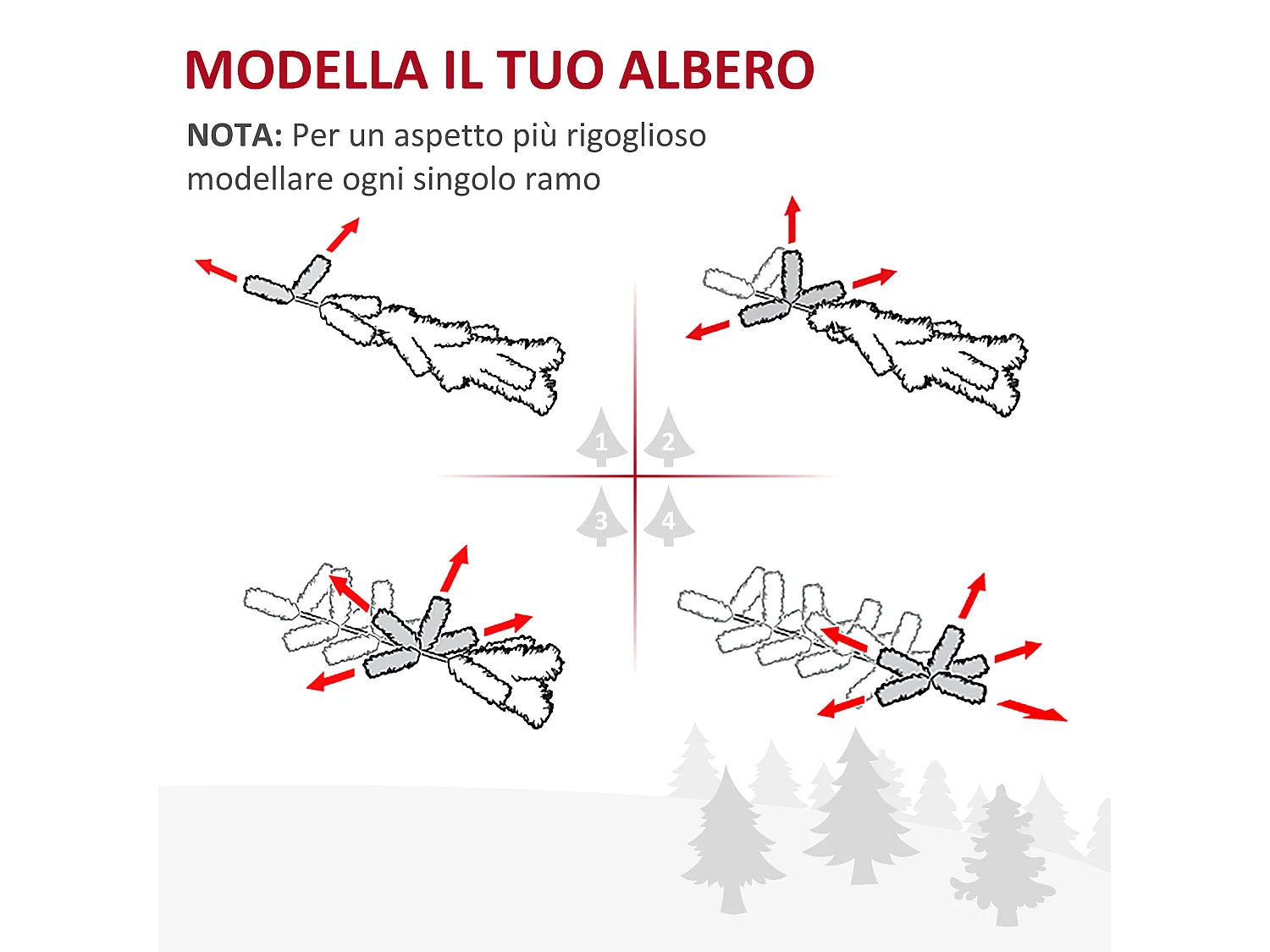 Albero di natale 210 cm in pvc con 499 rami e base verde