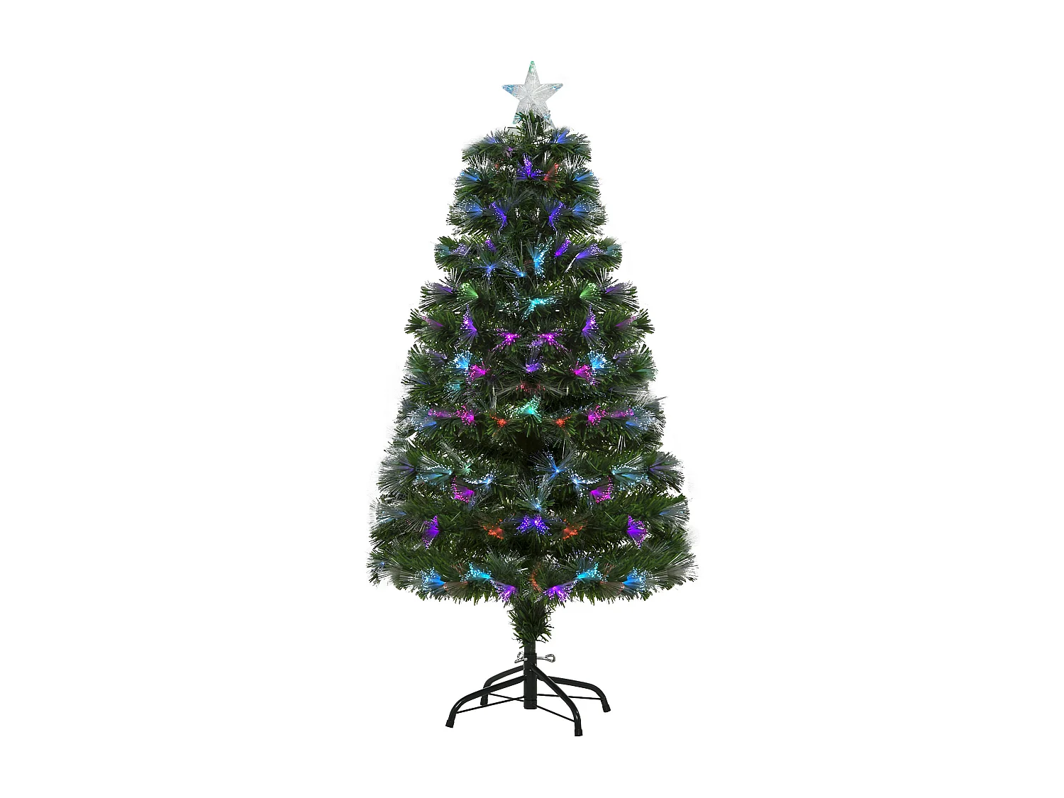Albero di natale con led e fibre ottiche in pvc verde
