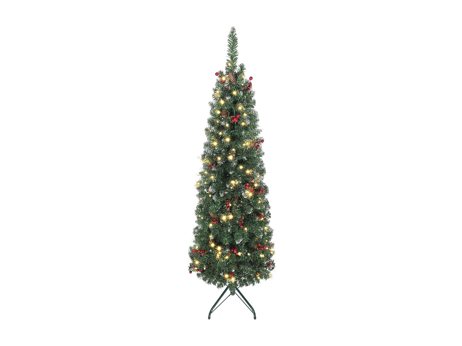 Albero di natale illuminato con 150 luci led e 311 rami Ø60x150 cm