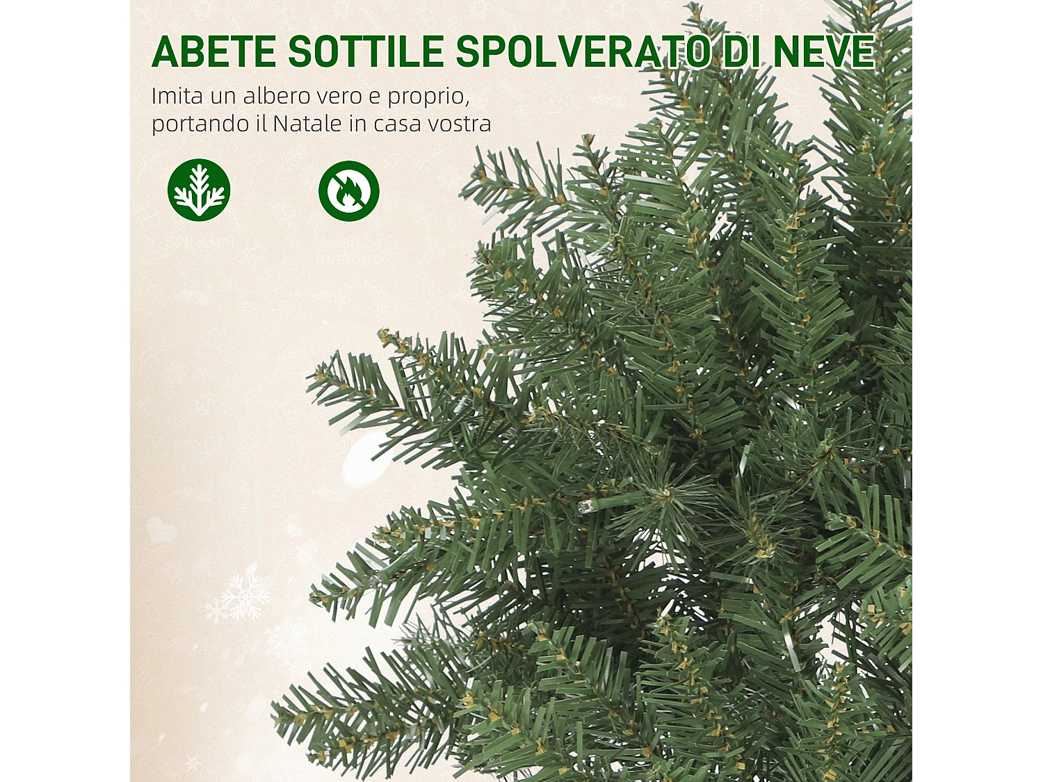 Albero di Natale alto 180 cm con 250 luci bianche e colorate