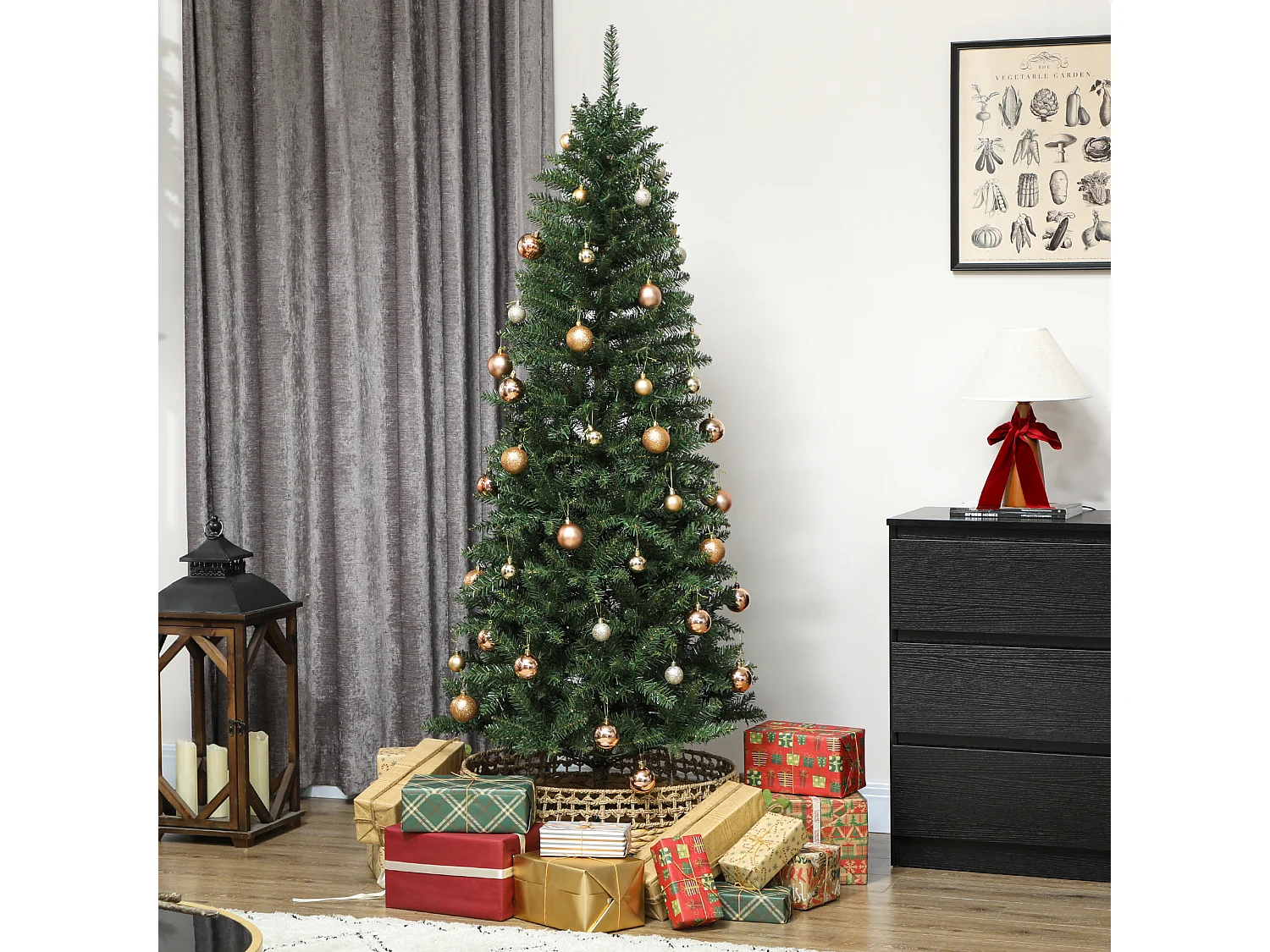 Albero di Natale alto 180 cm con 250 luci bianche e colorate