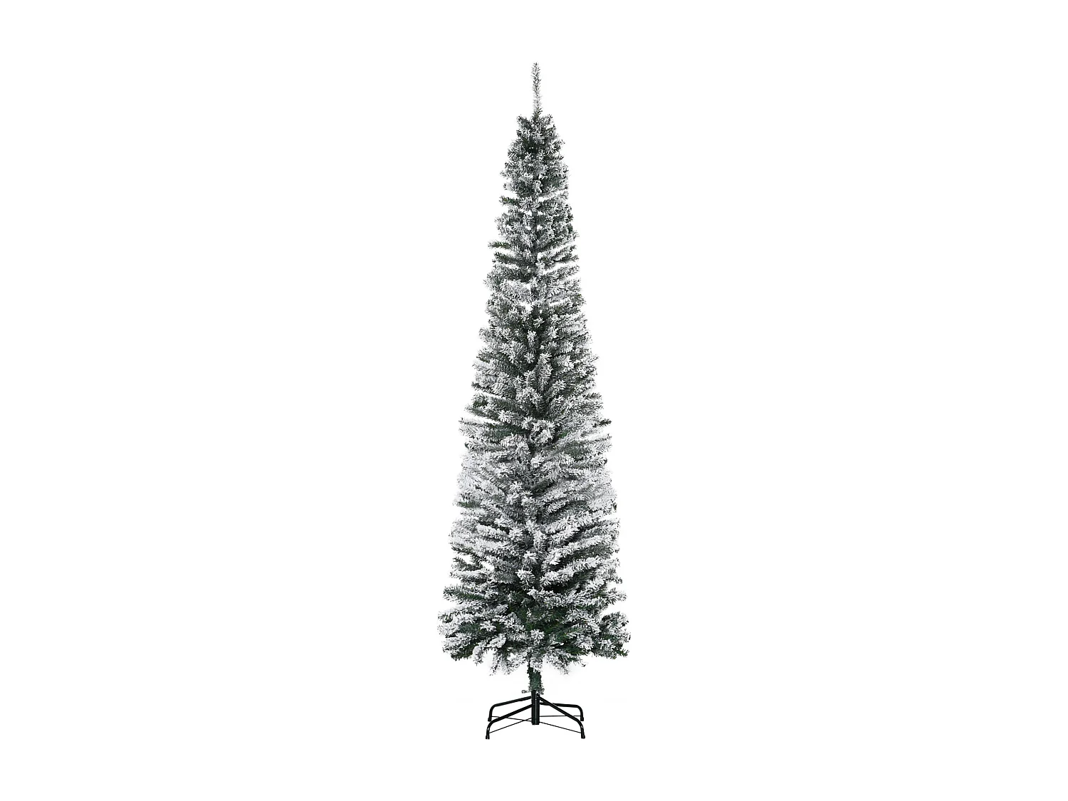 Albero di natale innevato con 738 rami e base in acciaio Ø68x225 cm