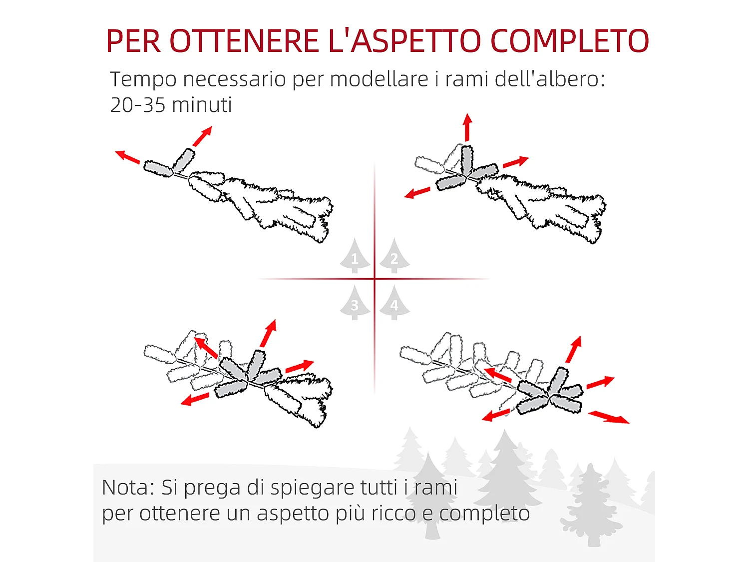 Albero di natale innevato con 738 rami e base in acciaio Ø68x225 cm