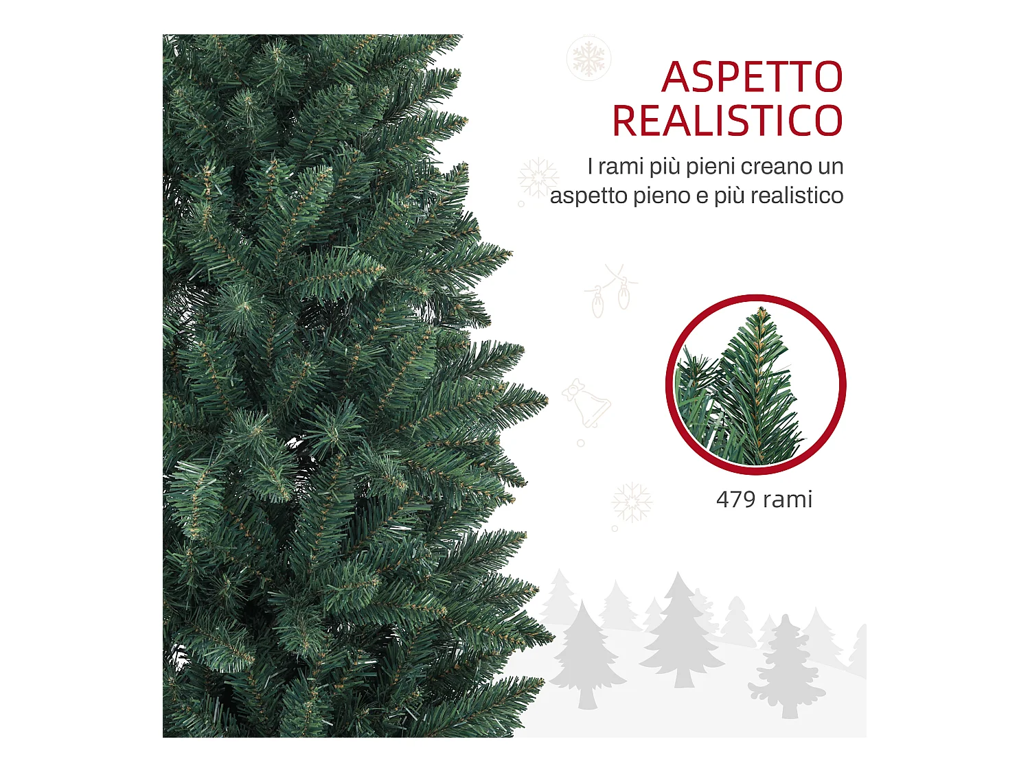 Albero di natale artificiale 182.88 cm con 479 rami