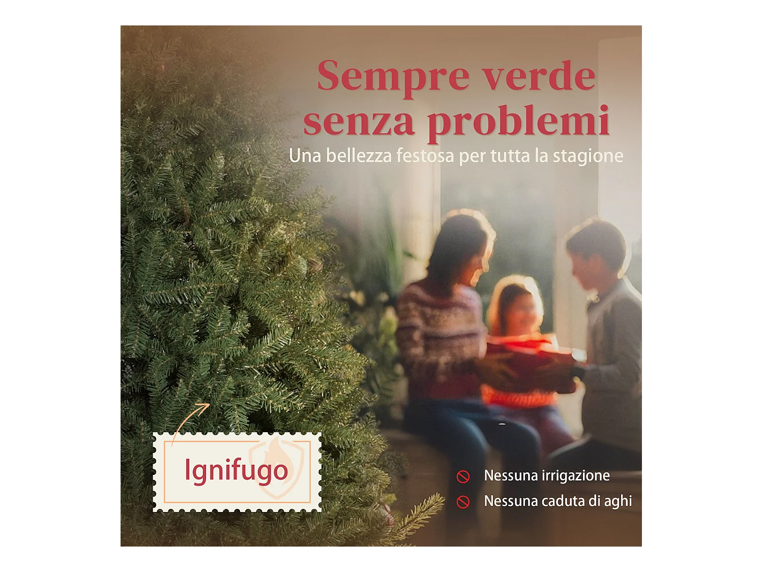 Albero di natale artificiale da 210 cm con base pieghevole verde