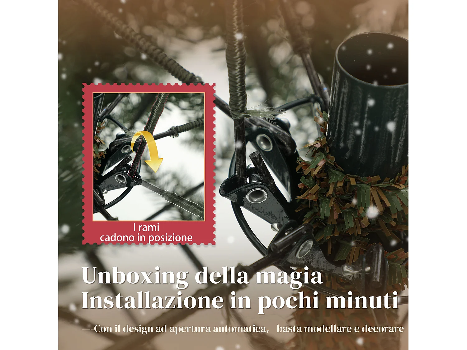 Albero di natale artificiale da 210 cm con base pieghevole verde