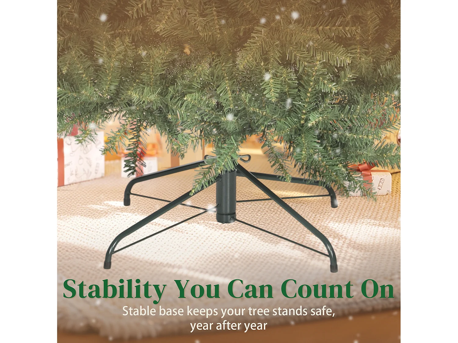 Albero di natale artificiale da 210 cm con base pieghevole verde