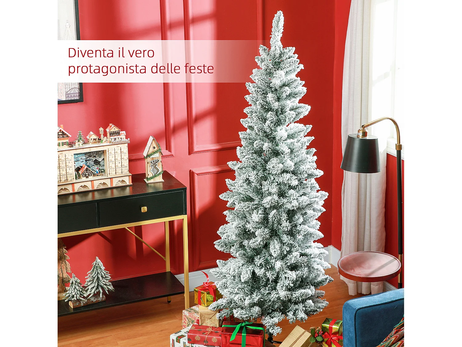 Albero di natale artificiale 182.88 cm con 479 rami innevati verde