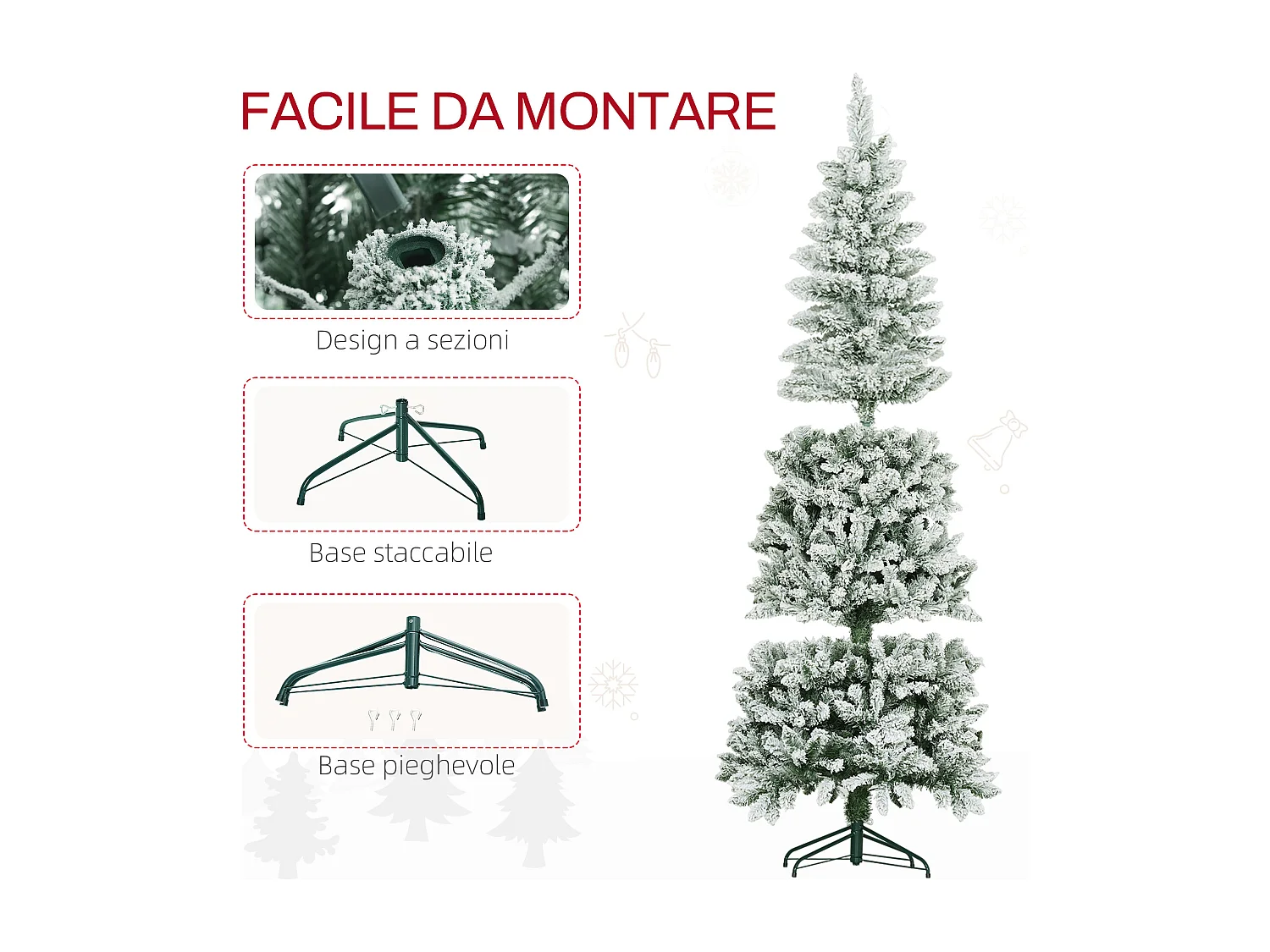 Albero di natale artificiale 182.88 cm con 479 rami innevati verde
