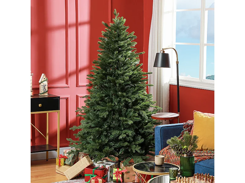 Albero di natale artificiale 180cm con 1821 rami e base in metallo