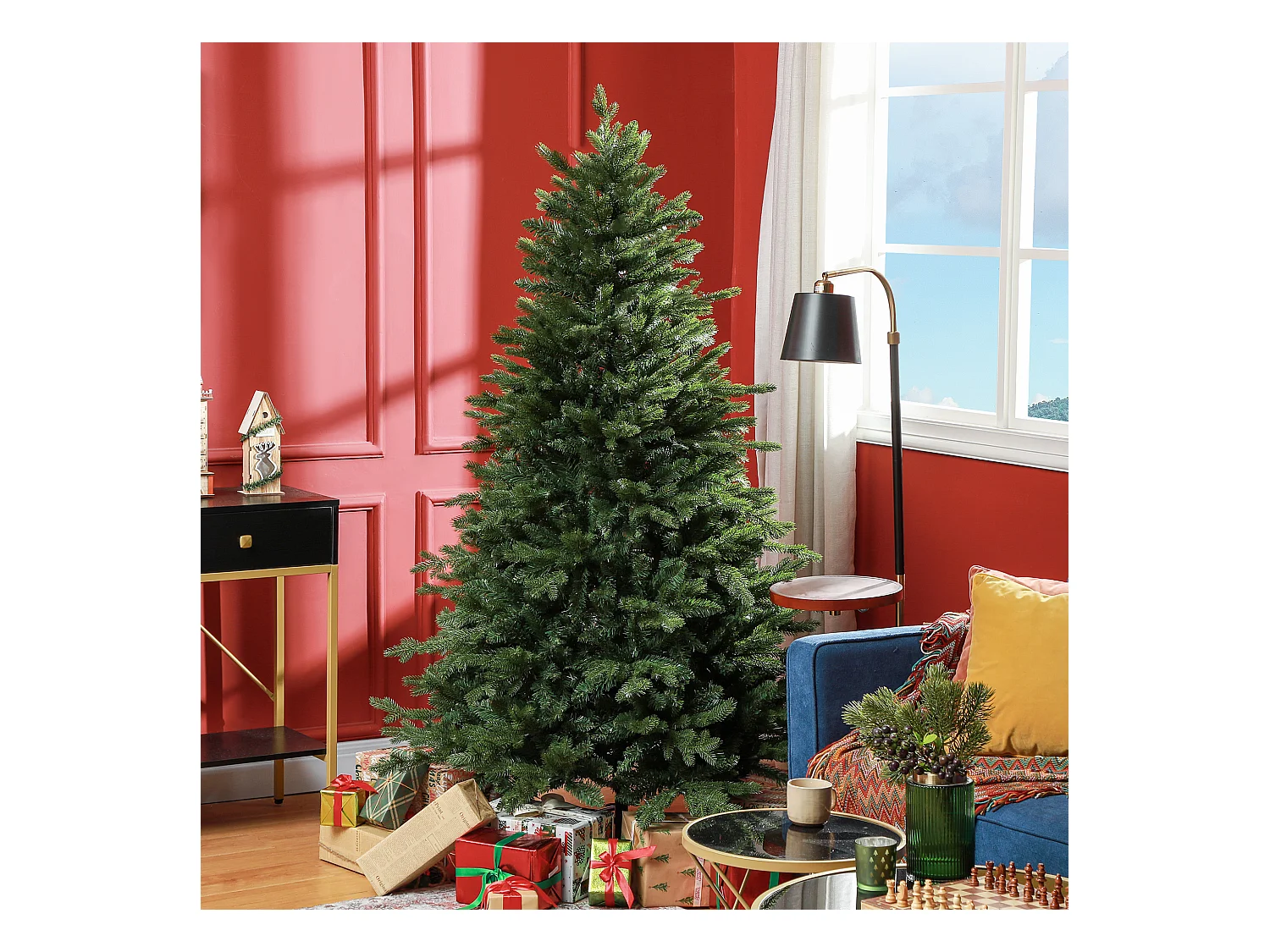 Albero di natale artificiale 180cm con 1821 rami e base in metallo