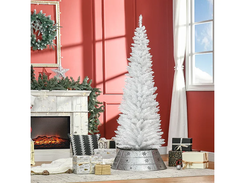 Albero di natale 180 cm bianco con 390 rami e base in plastica