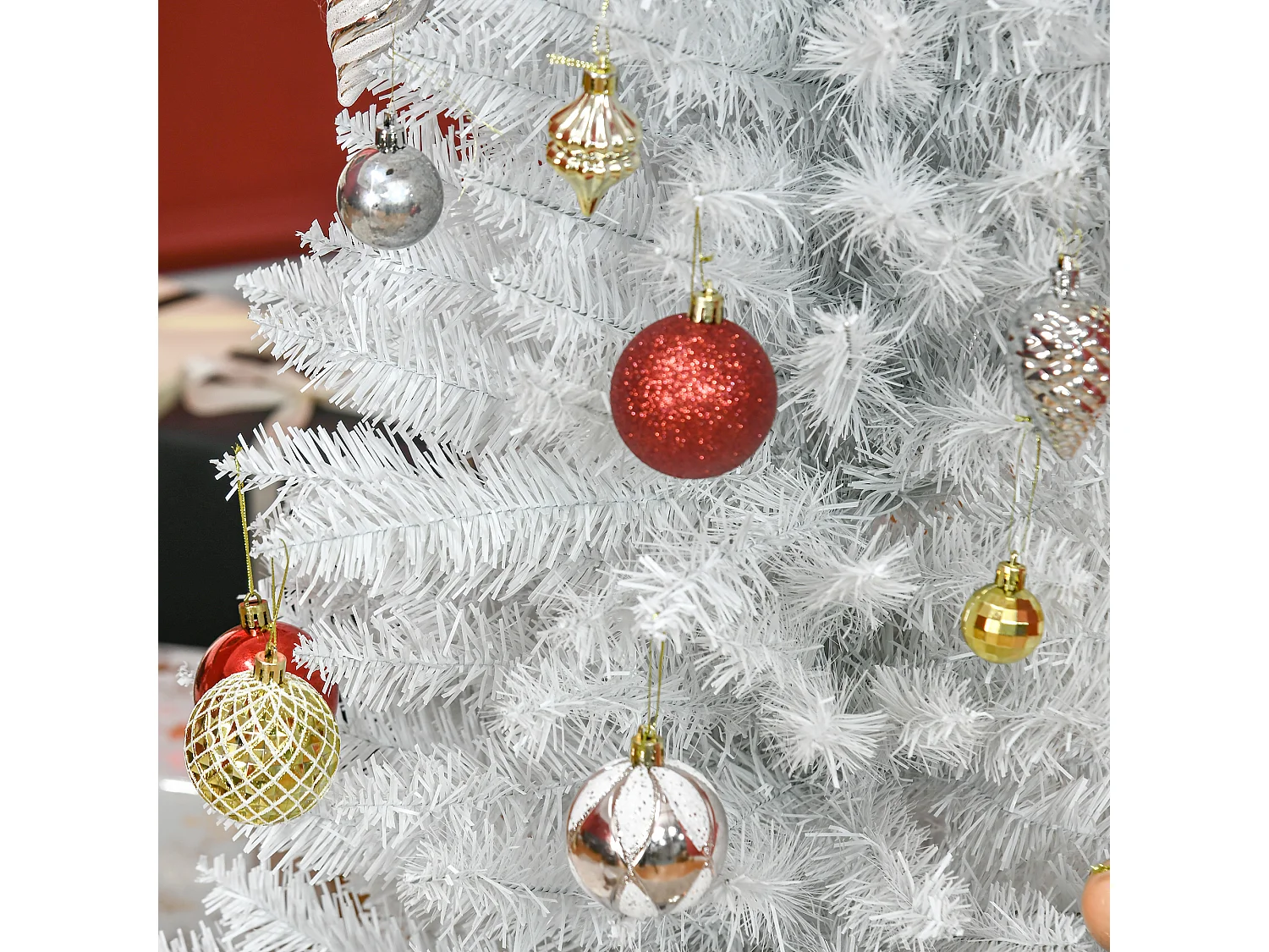 Albero di natale 180 cm bianco con 390 rami e base in plastica