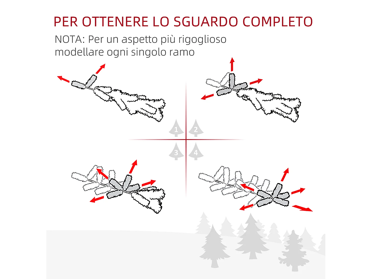 Albero di natale 180 cm bianco con 390 rami e base in plastica