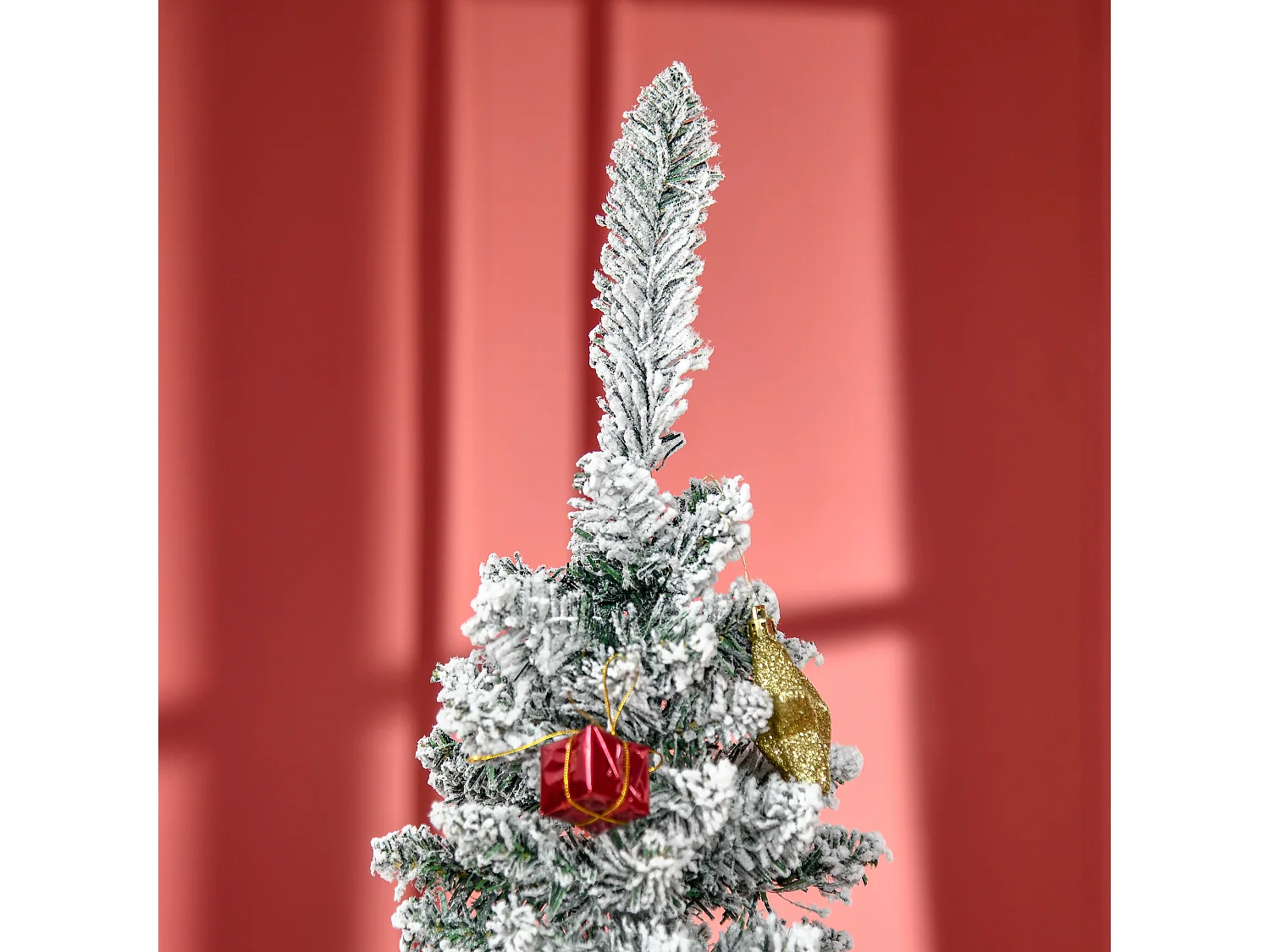 Albero artificiale innevato con rami e base rimovibile in pvc bianco