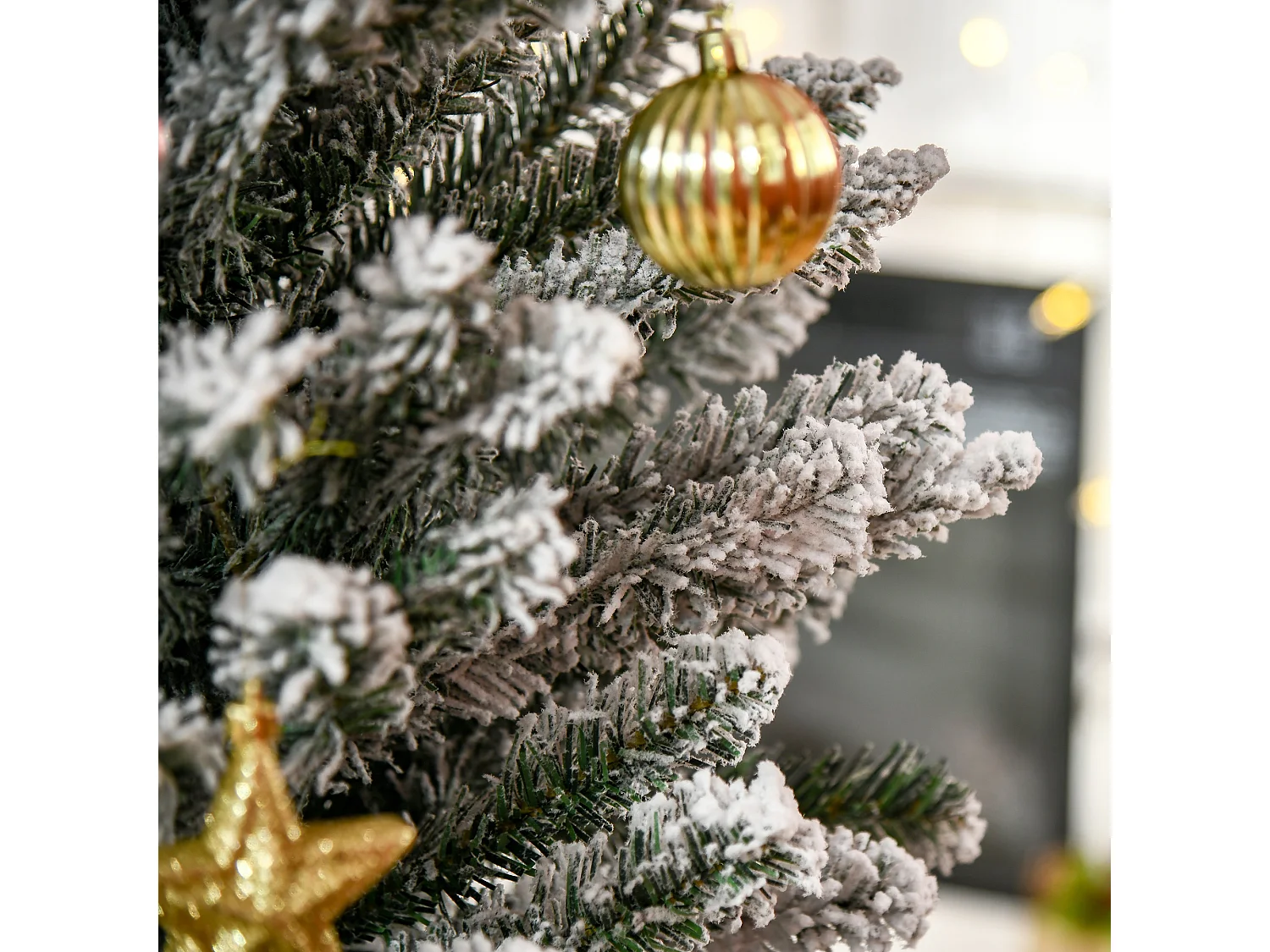 Albero artificiale innevato con rami e base rimovibile in pvc bianco