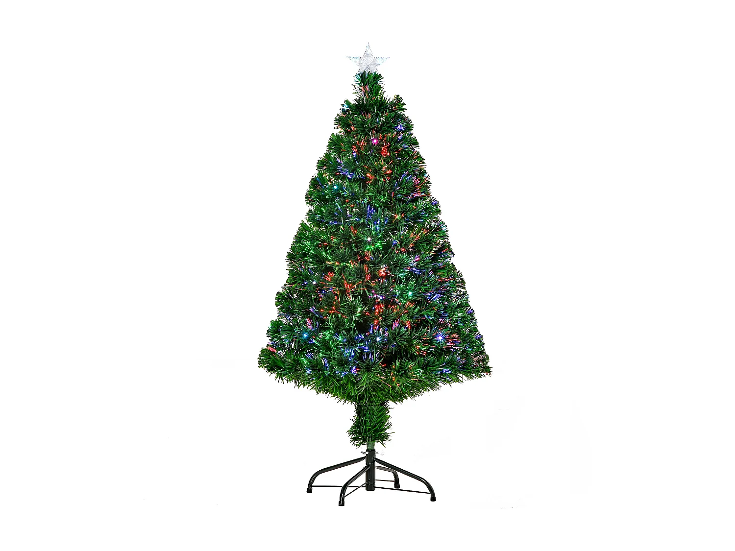 Albero di natale a fibre ottiche con luci led in metallo verde