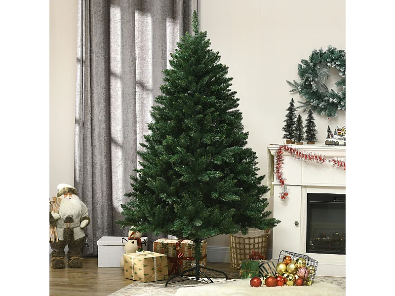 Albero di natale alto 180cm 800 rami e base in metallo verde