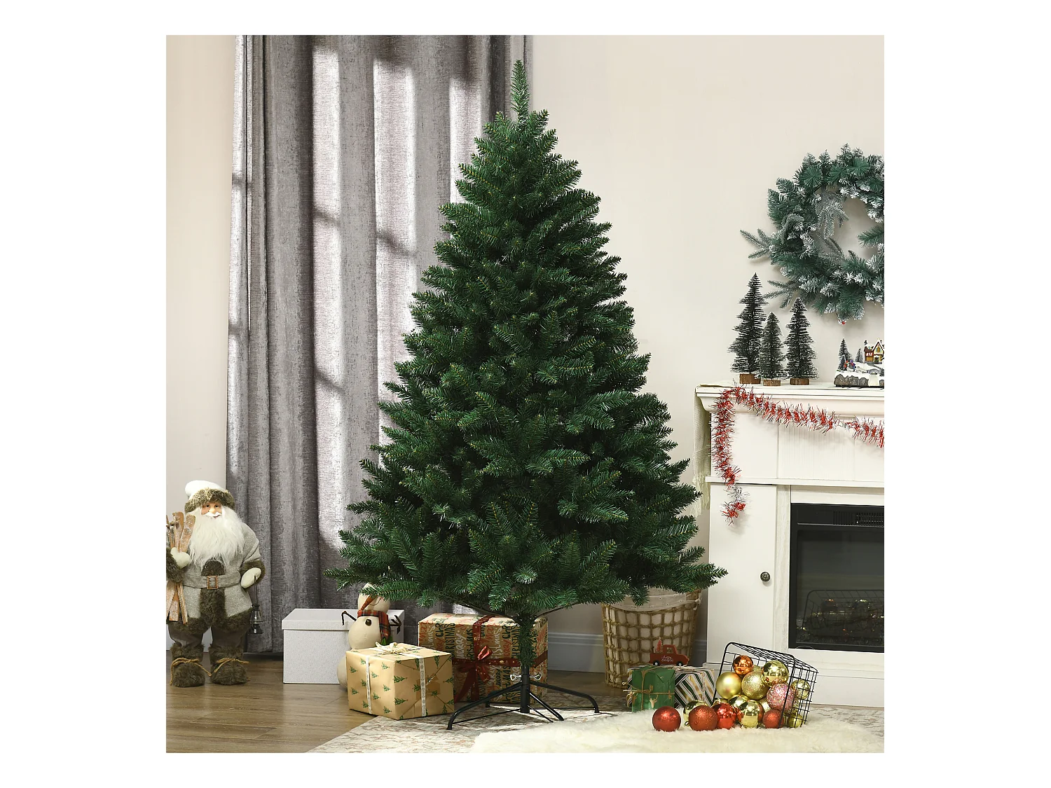 Albero di natale alto 180cm 800 rami e base in metallo verde