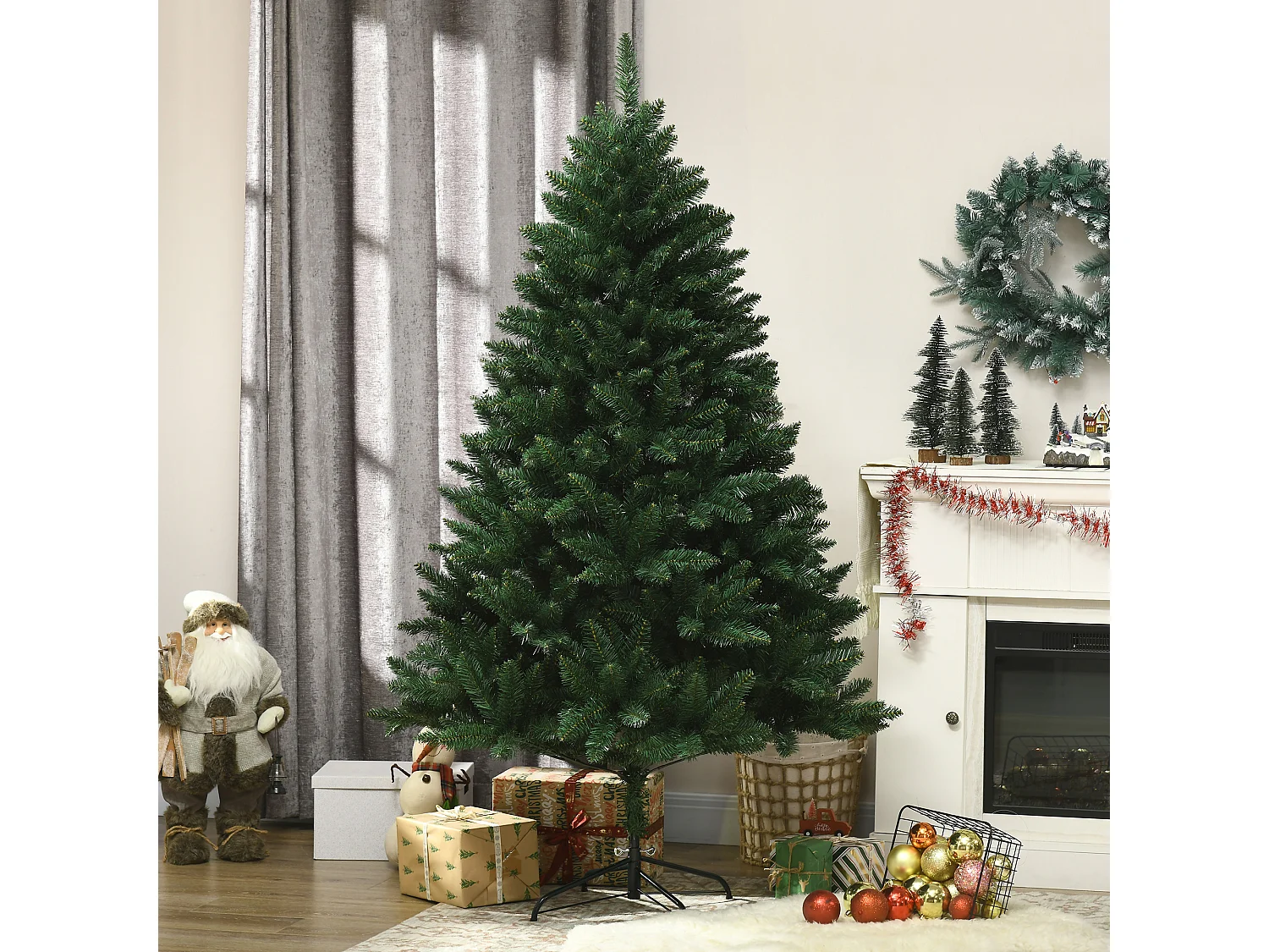 Albero di natale alto 180cm 800 rami e base in metallo verde