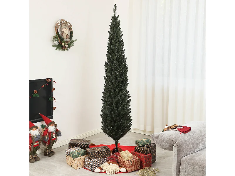 Albero di natale artificiale slim alto 195cm con 390 rami